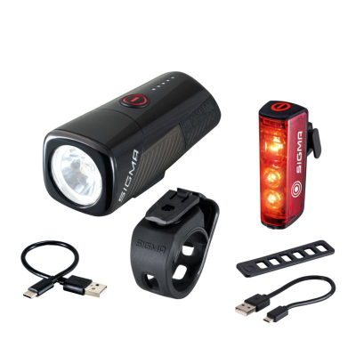 Set drita biçiklete Sigma Buster 400 Blaze, LED, USB, i zi