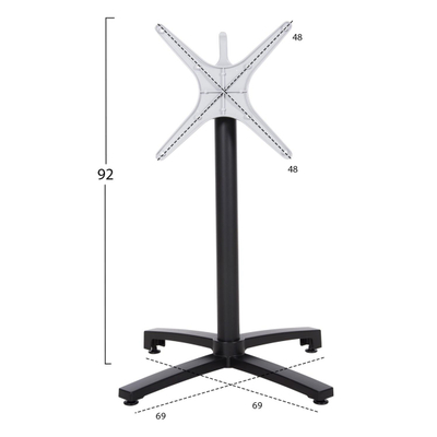 Bazë alumini Palosëse 69x69x73-92cm Me Kryq 48x48cm (HM459.01), zezë