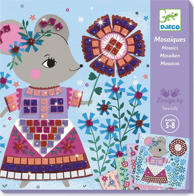 Креативен сет мозаик со налепници DJECO Lovely Pets, за деца, со сјај, шарен
