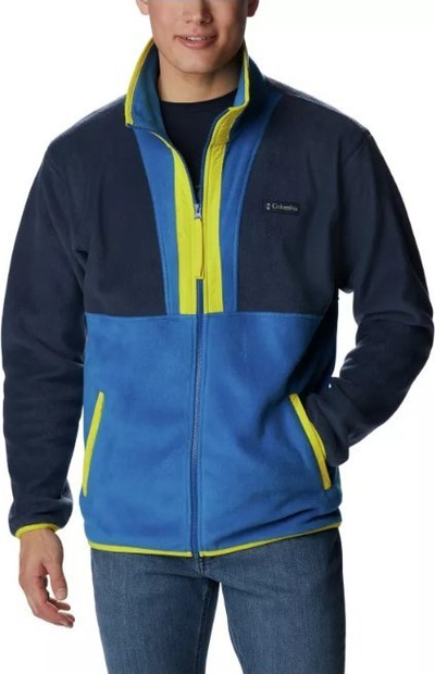 Jakne fleece për burra Columbia Back Bowl Full Zip, mbyllje me zinxhir, xhepa me zinxhir, blu