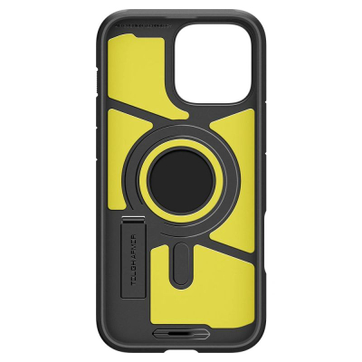 Mbulesë telefoni Spigen Tough Armor T MagFit për iPhone 16 Pro Max, me këmbëz, kompatibile MagSafe, e zezë
