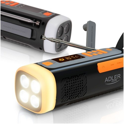 Radio portative Adler AD 1920, Bluetooth, panel diellor, shumëngjyrëshe