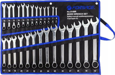 Set çelësash të kombinuar KraftRoyal, 27 copë, 6-32mm Cr-V, në çantë