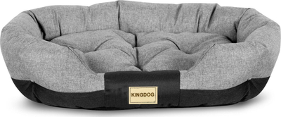 Krevat oval për qen AIO, XXL 130 x 105 cm, material i fortë, gri