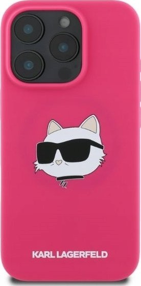 Futrollë telefoni Karl Lagerfeld Choupette për iPhone 16 Pro, MagSafe, rozë