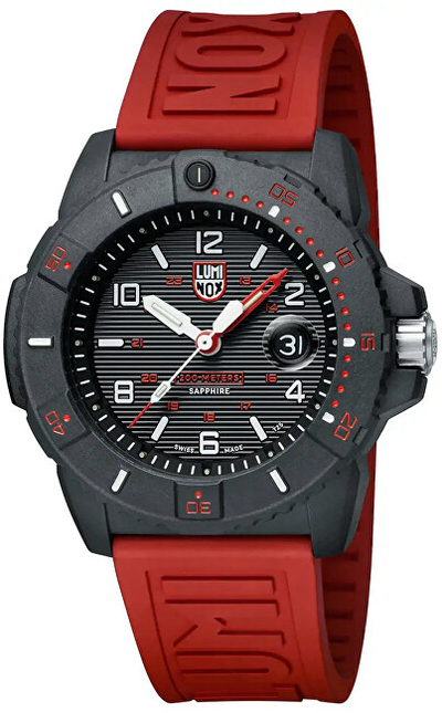 Orë për meshkuj Luminox Navy Seal, e zezë/kuqe