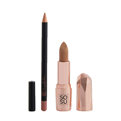Set Buzëkuq 3.5 g + Laps për buzë 1.35 g SOSU Cosmetics