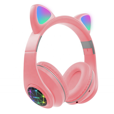 Kufje wireless për fëmijë Goodbuy M2, Bluetooth 5.0, me veshë mace me drita, rozë