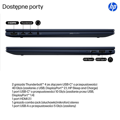 Laptop HP EliteBook X Flip G1i 14 AI, Ultra 7 258V, 32GB, 512GB SSD, темно сина