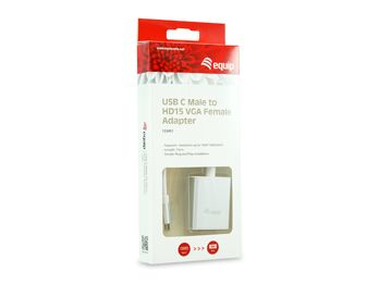 Adapter USB Equip 133451 USB C në VGA, 1080p 60Hz, 15cm, argjendtë