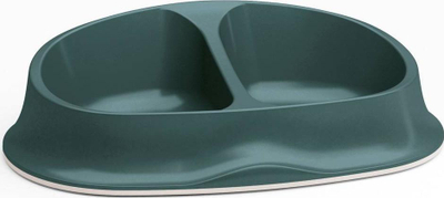 Enë dyshe për mace edhe qen Zolux Stefanplast Smart Bowl, 2x250 ml, me bazë kundër rrëshqitjes, jeshile