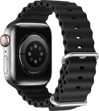 Rrip dore Dux Ducis OceanWave për Apple Watch, silikon, 41/40/38 mm, i zi