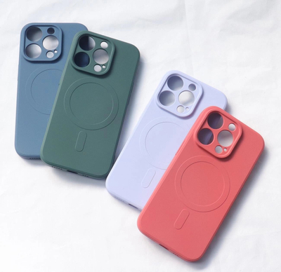 Mbulesë silikoni për telefon MagSafe, për iPhone 15 Plus, silikon, vjollcë