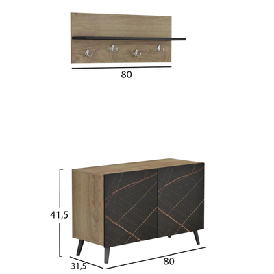 Set paradhomë Delphine 80x31,5x52Hcm (HM8876.12), zezë