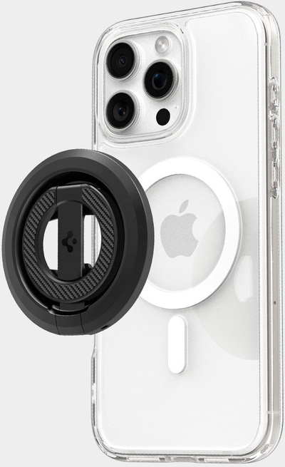 Mbajtëse magnetike telefoni Spigen O-Mag, me këmbëz që rregullohet, MagFit, e zezë