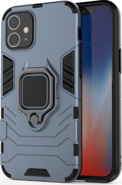 Këllëf telefoni Hurtel Ring Armor për iPhone 12 Mini, me unazë, blu