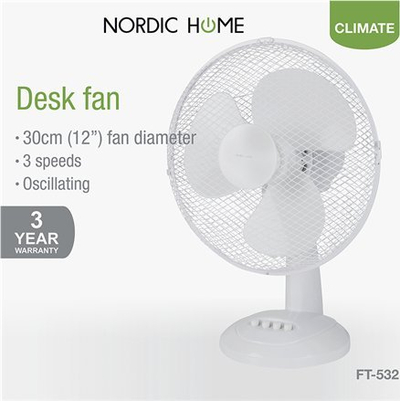 Ventilator tavoline NHC Ft-532, 12", 40W, i bardhë