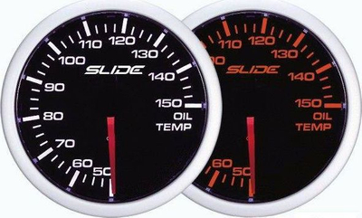 Matës temperature vaji SLIDE GAUGE WA, 52mm, ndriçim i bardhë qelibar, i zi