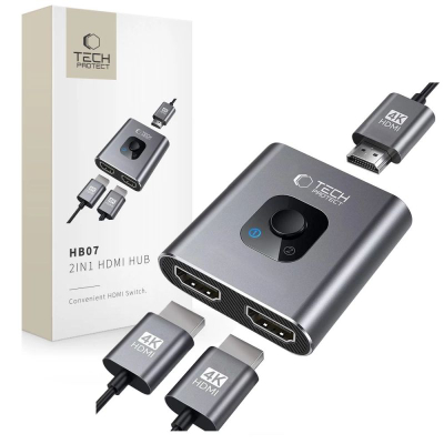 Adapter HDMI Tech-Protect HB07, 2 në 1, 4K 60Hz, gri hapësinor