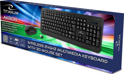 Set tastierë dhe maus Esperanza Titanum Akron TK109, pa tel, me butona multimedialë, i zi