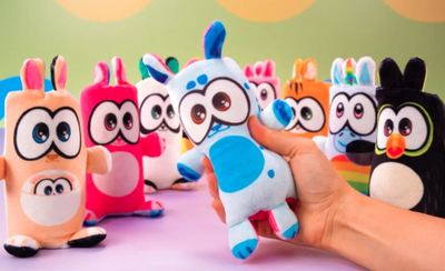 Lodër pelushi Epee Mascot Dublusie, 2 në 1 qen mace, shumëngjyrëshe