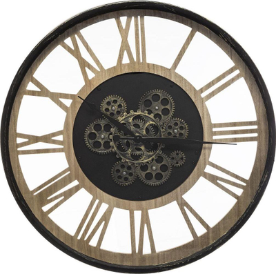 Orë muri Atmosphera Wall Clock Meca, 57 cm, metal edhe MDF, e zezë me ngjyrë druri