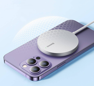 Karikues wireless magnetik Baseus BSU3812, 15W, 1x USB A 1x USB C, i bardhë