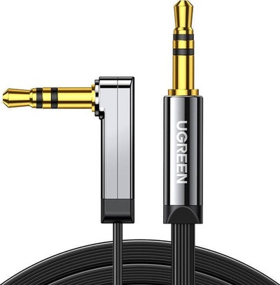 Kabllo audio Ugreen Flat Angled, 3.5 mm në 3.5 mm, 1.5 m, i zi