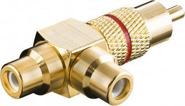 Adapter audio Wentronic Goobay RCA, 1x mashkull në 2x femër, i artë