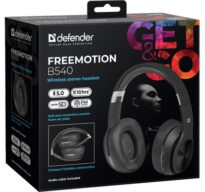 Kufje DEFENDER FreeMotion B540, Bluetooth, 40mm, 10h, të zeza