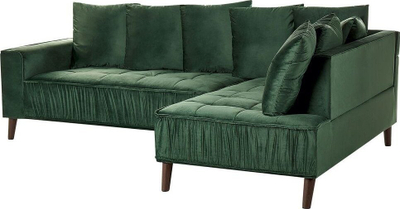 Divan këndi GRENA Velvet, 3 vende, kënd i majtë, jeshile e errët