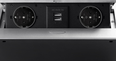 Prizë tavoline Spacetronik SPS-D24S V2, 2x Schuko, 2x USB, argjend me të zezë