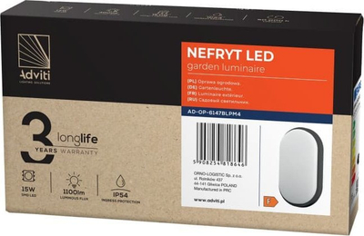 Lampë kopshti dhe fasade Adviti NEFRYT LED, 15W, IP54, e zezë