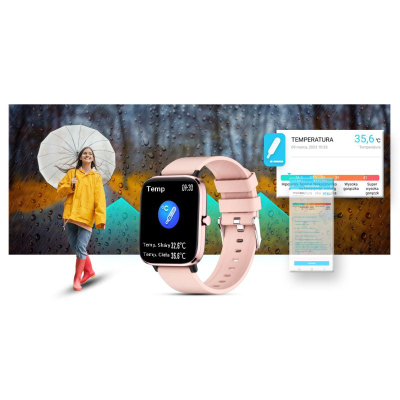 Smartwatch Giewont GW230-1, mat shëndetin, rrip silikoni rozë