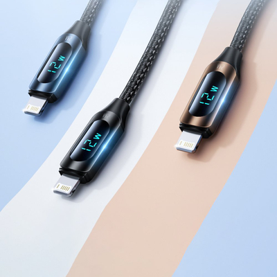 Kabllo USB A Wozinsky WUALC1 në Lightning, 2.4A, 1m, me ekran LED, e zezë