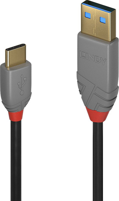 Kabllo Lindy, USB-A - USB-C, 1 m, e zezë