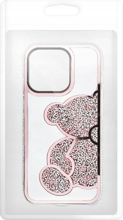 Futera Teddy Bear rozë për iPhone 14 Pro, PU TPU