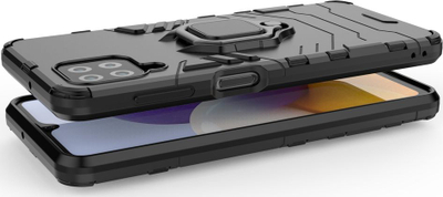 Kapak mbrojtës Hurtel Ring Armor për Samsung Galaxy A22 4G, me unazë magnetike, blu