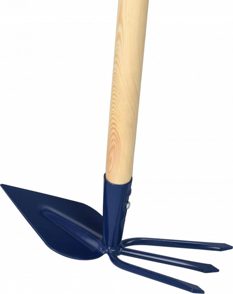 Motikë kopshti Kotarbau Graca, dyanshme me dhëmbë çeliku, bisht druri 121 cm, blu e errët