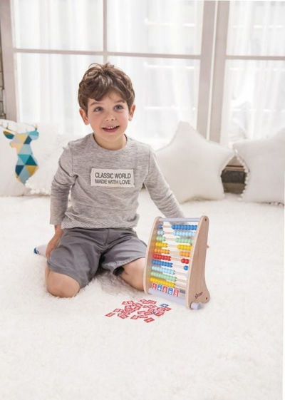Abakus druri TEDDIES Abacus 100 Beads, 100 rruaza, shumëngjyrëshe