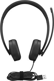 Kufje Lenovo 4XD1P83425, stereo, USB Type A, me mikrofon, të zeza