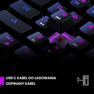 Set tastiere edhe miu Preyon Brown All Claw PBAC61B edhe Owl POW35B, mekanike, wireless, me RGB, ngjyrë e zezë