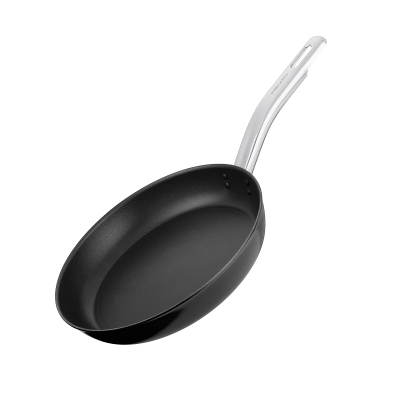 Tigan alumini Fiskars, për fërgim, 24cm, gas, zezë