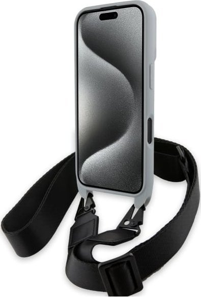 Kapak telefoni BMW M Series Carbon Stripe me rrip, për iPhone 16 6.1", efekt karboni, gri