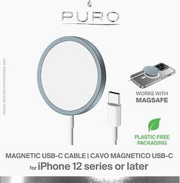 Karikues wireless Puro Magnetic Charging Cable, MagSafe 15W, USB C, blu