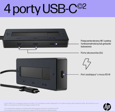 USB hub HP 4K USB C Multiport, 4 porta, USB C