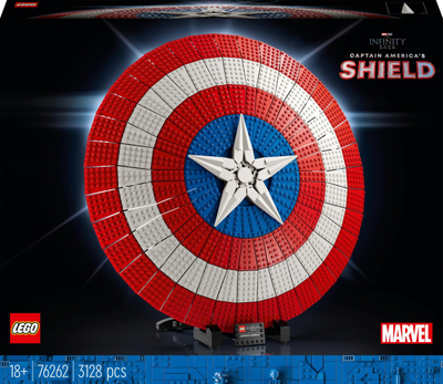 Set ndërtimi LEGO Marvel 76262 Mburoja e Captain America-s, 3128 copa, 47 cm, kuq-bardh-blu