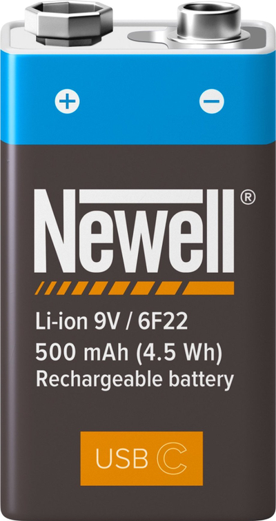 Bateri e karikueshme Newell 9V USB C, 500 mAh, e zezë