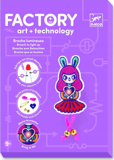 Креативен сет светлечка брошка Djeco Luminous Brooch to Make, DIY, за деца 9+, повеќебојна