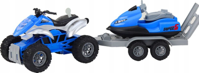 Lodër quad me rimorkio, me varkë dhe jet ski, plastike, me shumë ngjyra